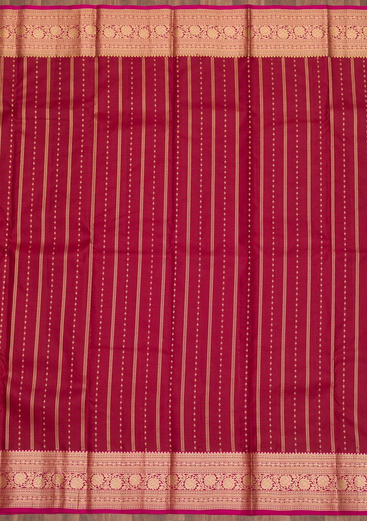 Maroon Zariwork Pure Silk Saree-Koskii