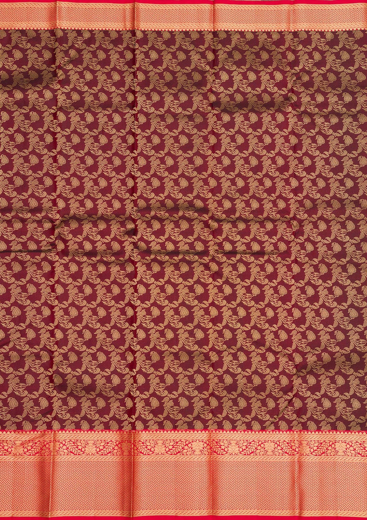 Maroon Zariwork Pure Silk Saree-Koskii