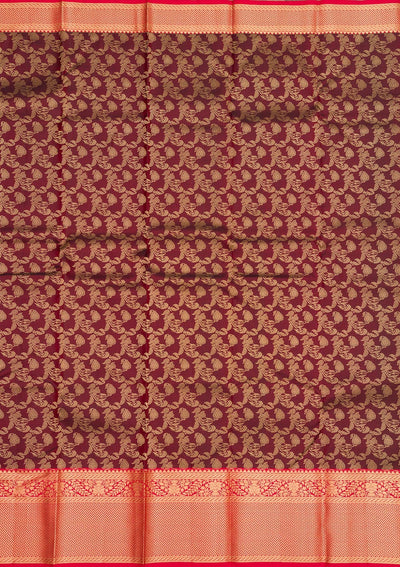 Maroon Zariwork Pure Silk Saree-Koskii