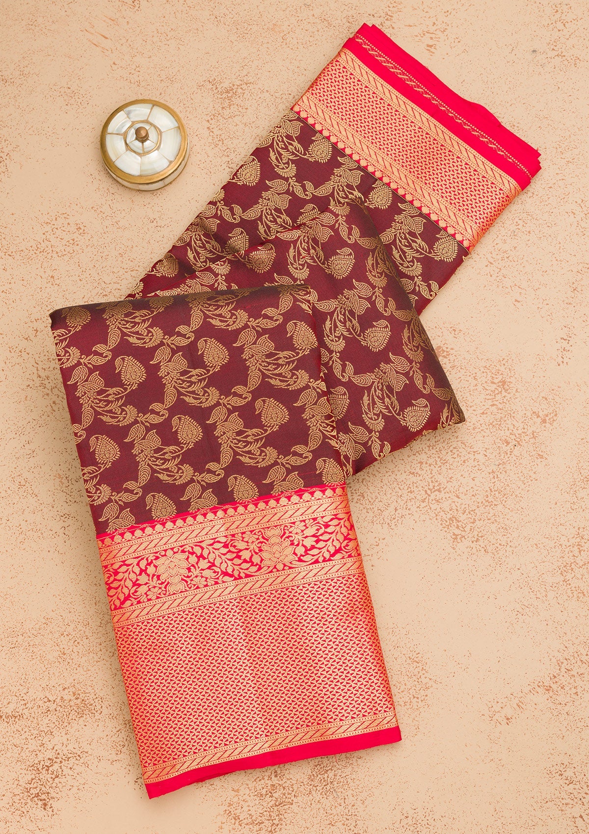 Maroon Zariwork Pure Silk Saree-Koskii