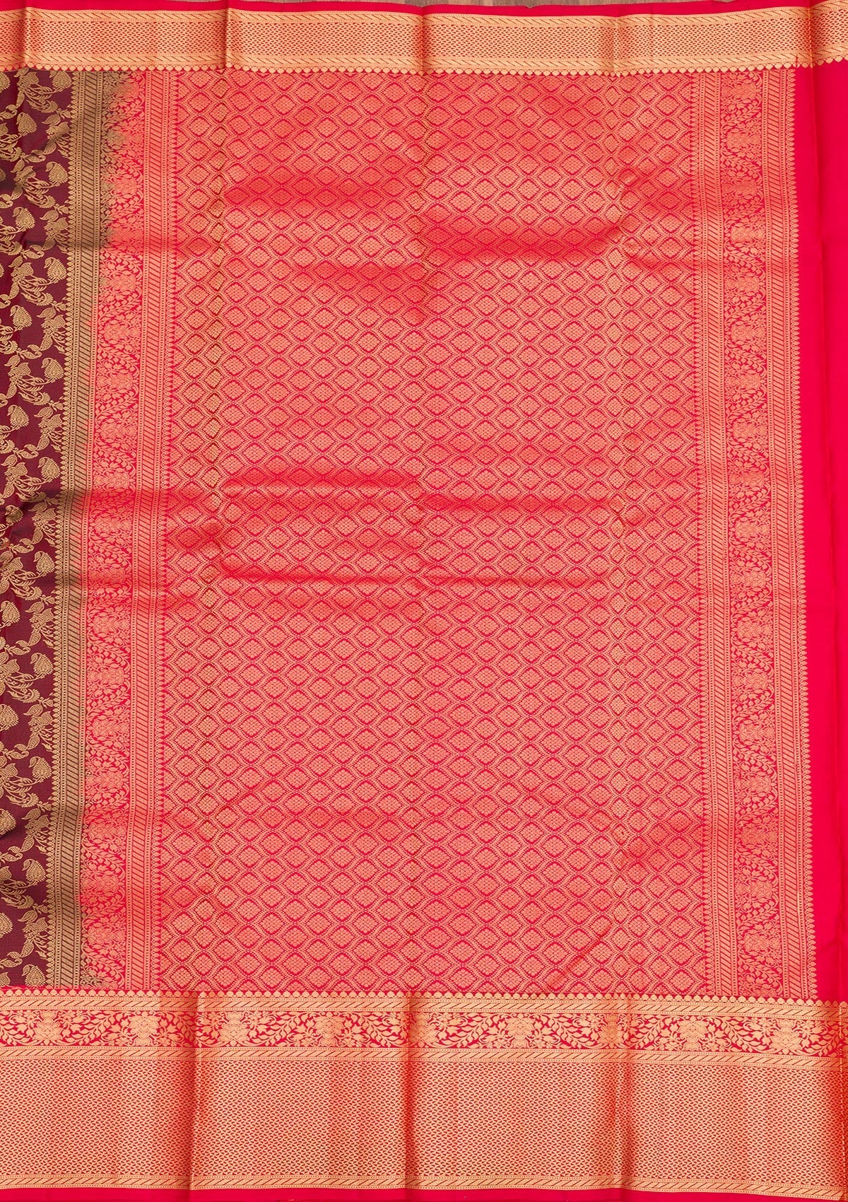 Maroon Zariwork Pure Silk Saree-Koskii