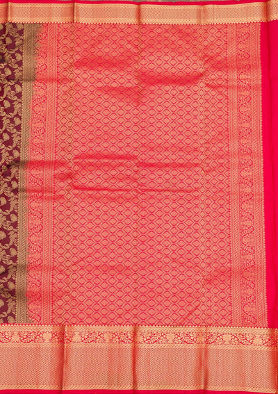 Maroon Zariwork Pure Silk Saree-Koskii