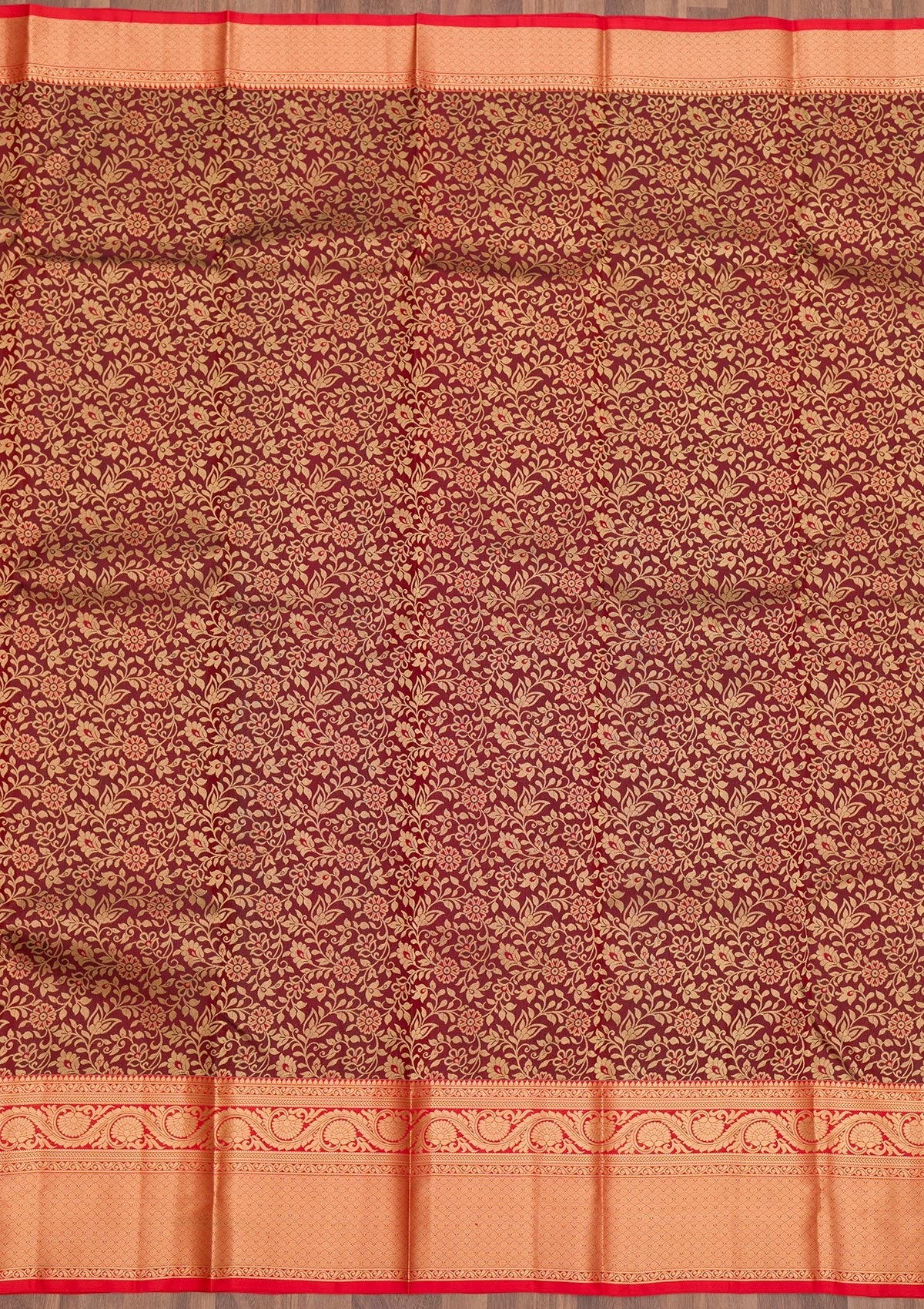 Maroon Zariwork Pure Silk Saree-Koskii