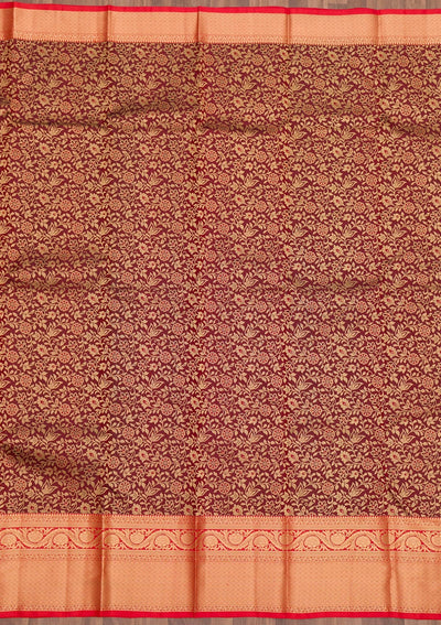 Maroon Zariwork Pure Silk Saree-Koskii