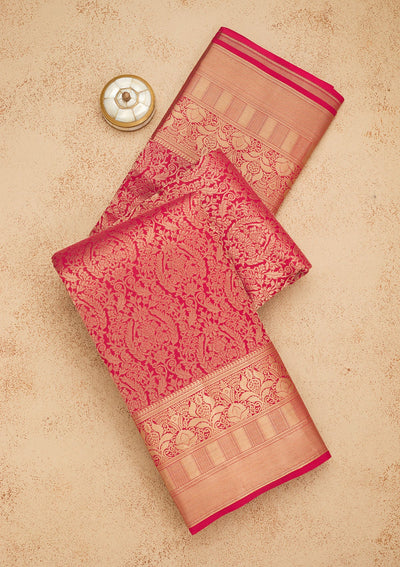 Maroon Zariwork Pure Silk Saree-Koskii