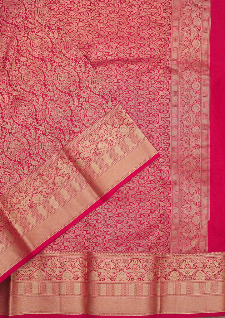Maroon Zariwork Pure Silk Saree-Koskii