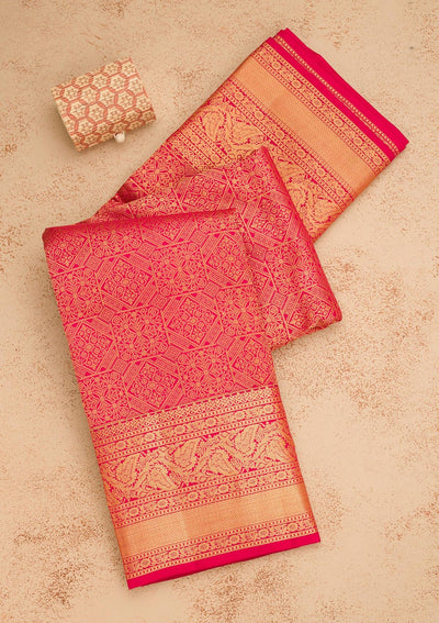 Maroon Zariwork Pure Silk Saree-Koskii