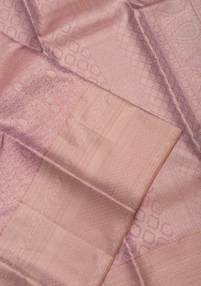 Mauve Zariwork Pure Silk Saree-Koskii