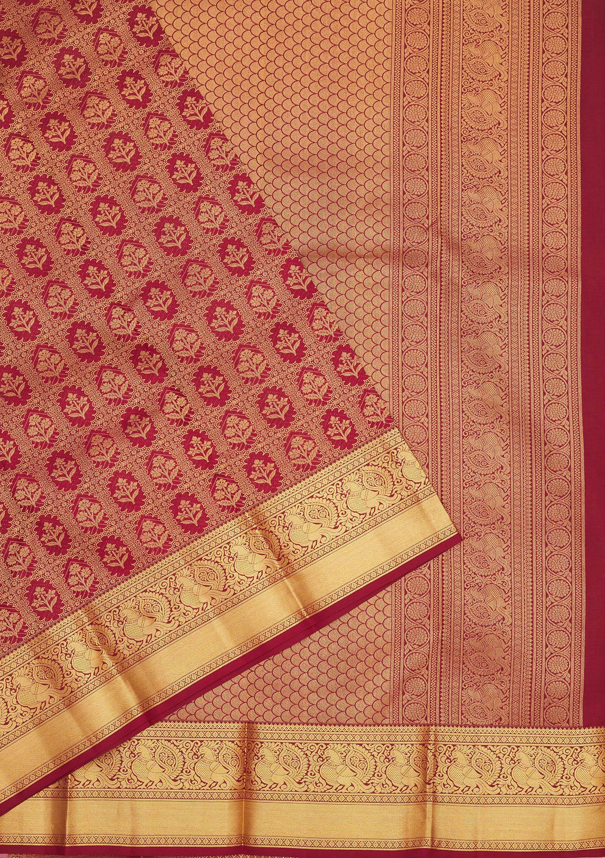 Maroon Zariwork Pure Silk Saree