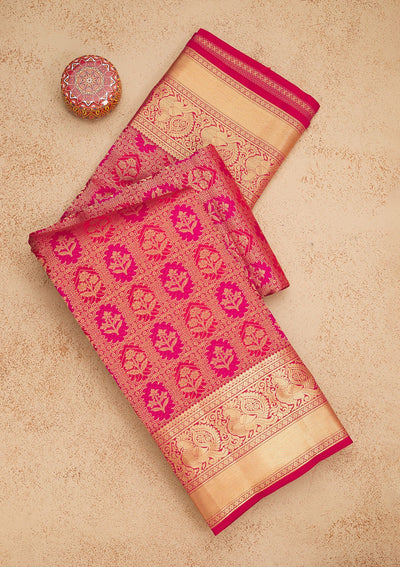 Maroon Zariwork Pure Silk Saree-Koskii