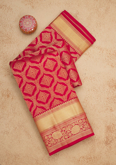 Maroon Zariwork Pure Silk Saree-Koskii