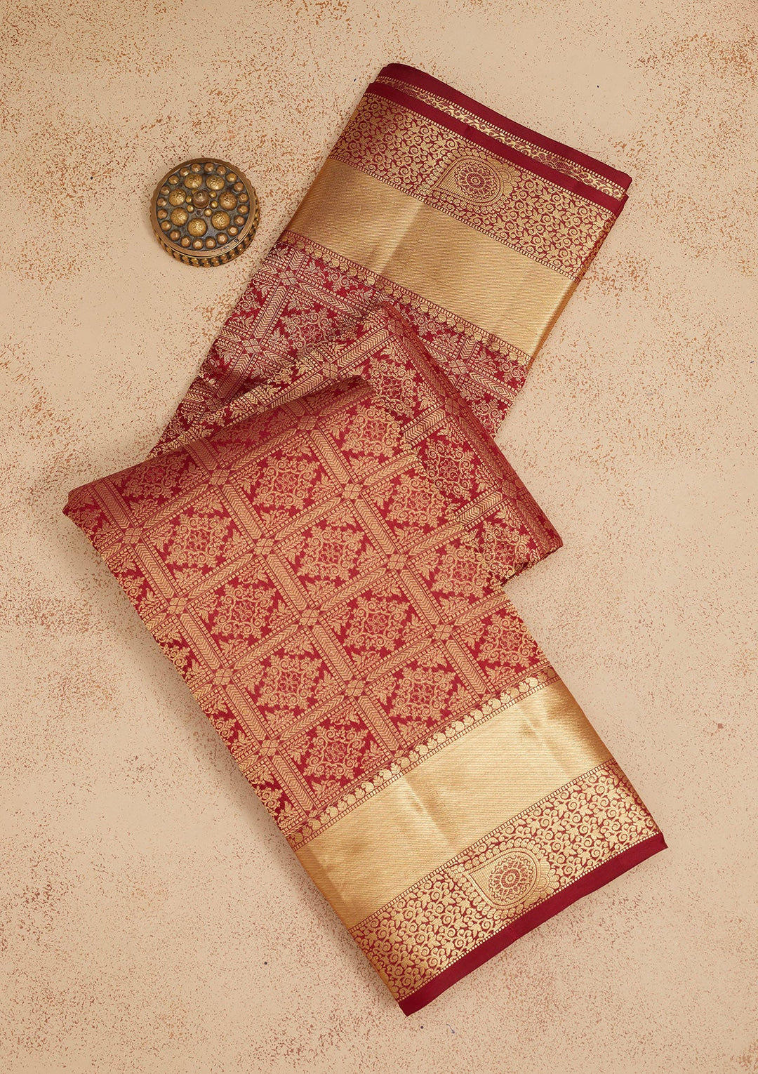 Maroon Zariwork Pure Silk Saree-Koskii