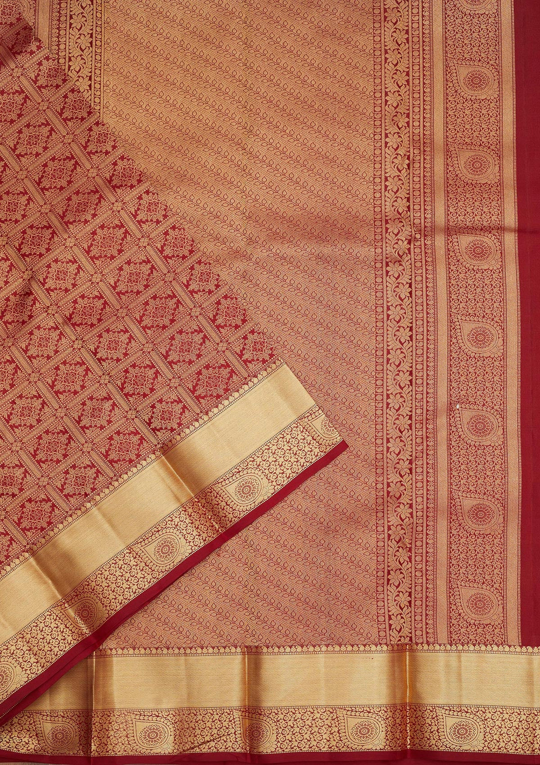 Maroon Zariwork Pure Silk Saree-Koskii