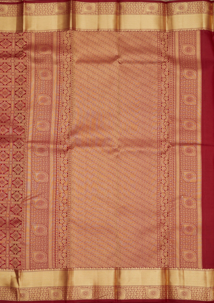 Maroon Zariwork Pure Silk Saree-Koskii