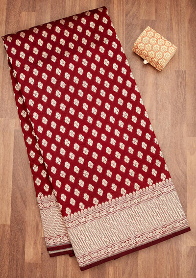Maroon Zariwork Pure Silk Saree-Koskii