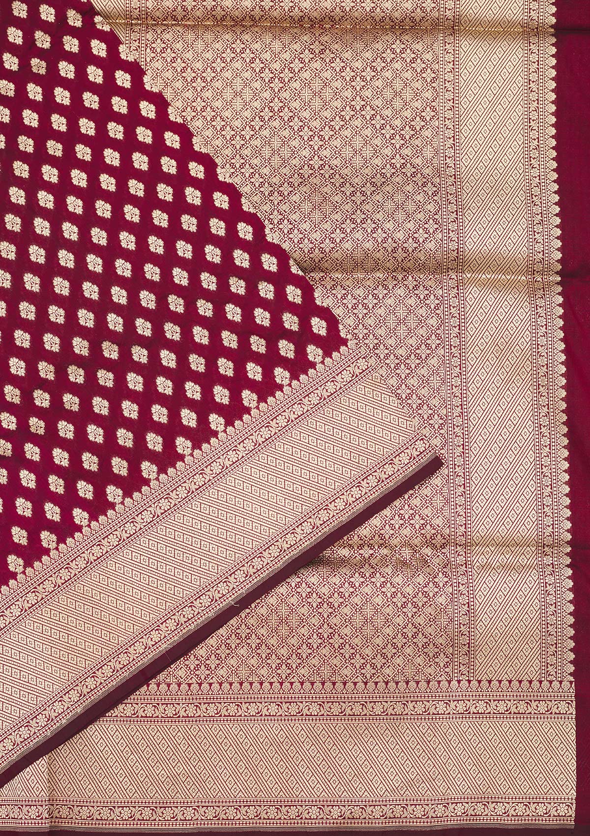 Maroon Zariwork Pure Silk Saree-Koskii