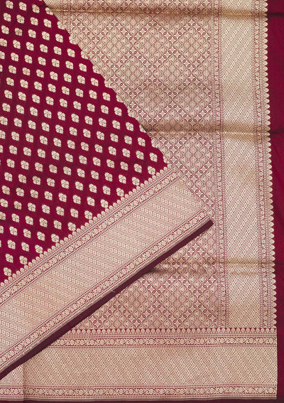 Maroon Zariwork Pure Silk Saree-Koskii