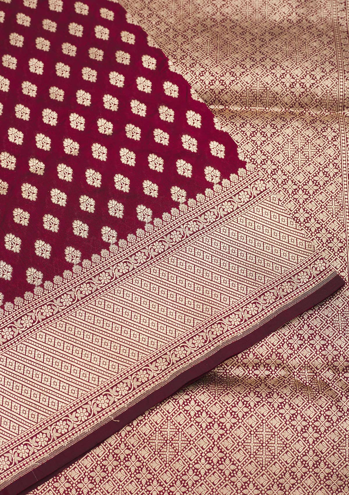 Maroon Zariwork Pure Silk Saree-Koskii