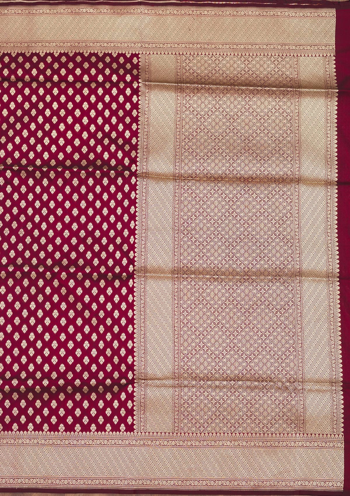 Maroon Zariwork Pure Silk Saree-Koskii