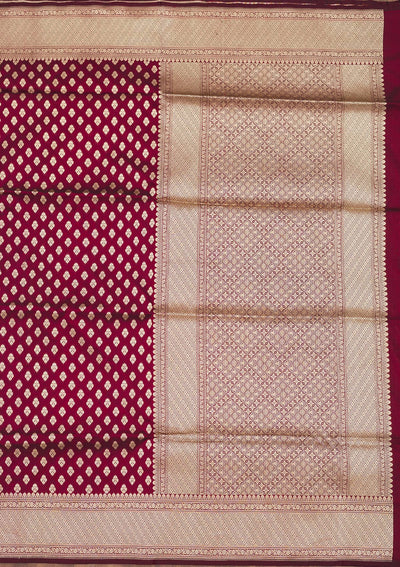 Maroon Zariwork Pure Silk Saree-Koskii
