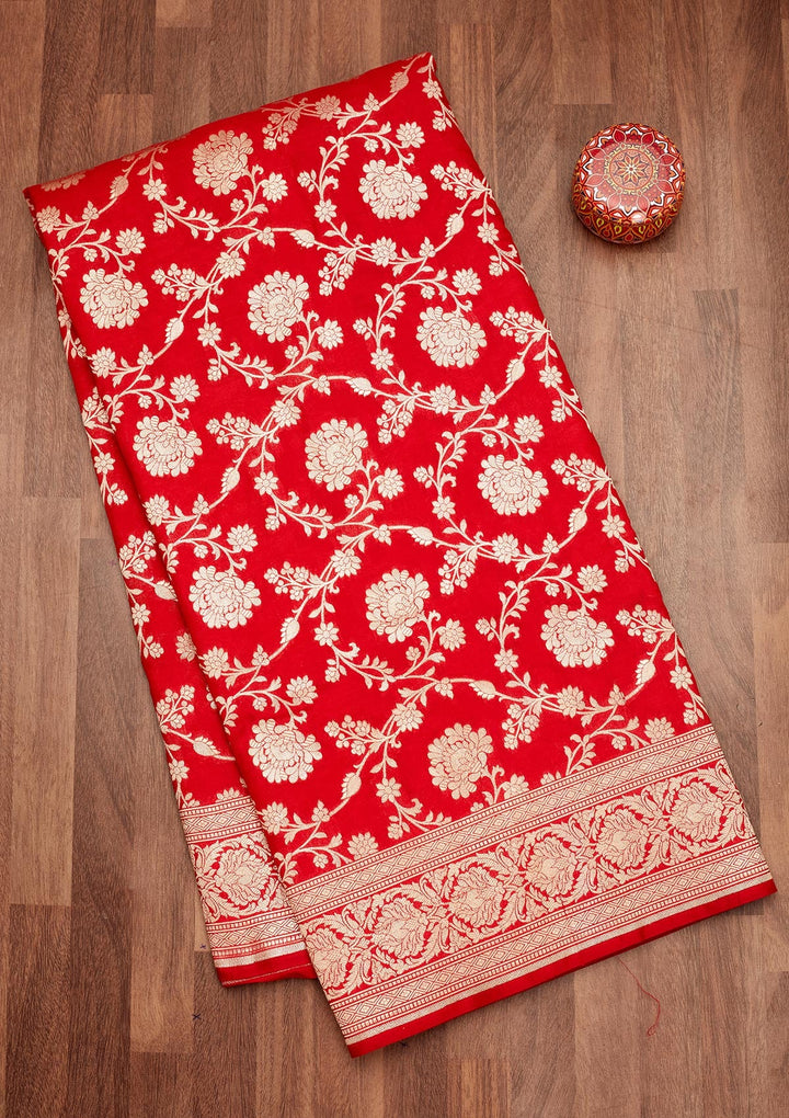Maroon Zariwork Pure Silk Saree-Koskii