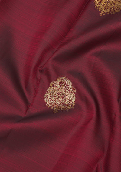 Maroon Zariwork Pure Silk Saree-Koskii