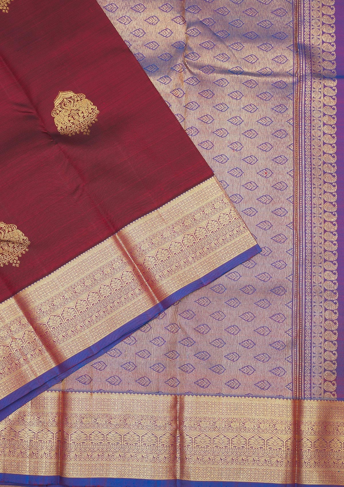 Maroon Zariwork Pure Silk Saree-Koskii