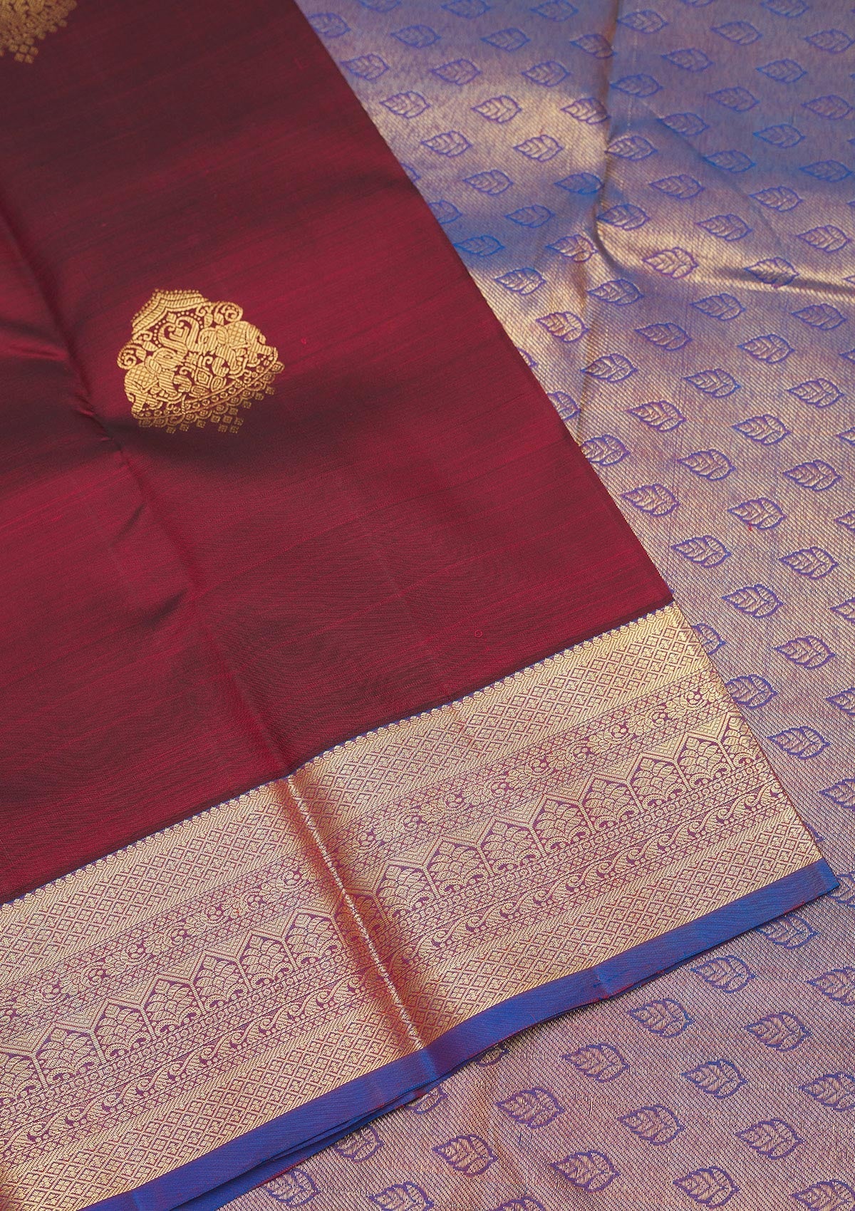 Maroon Zariwork Pure Silk Saree-Koskii