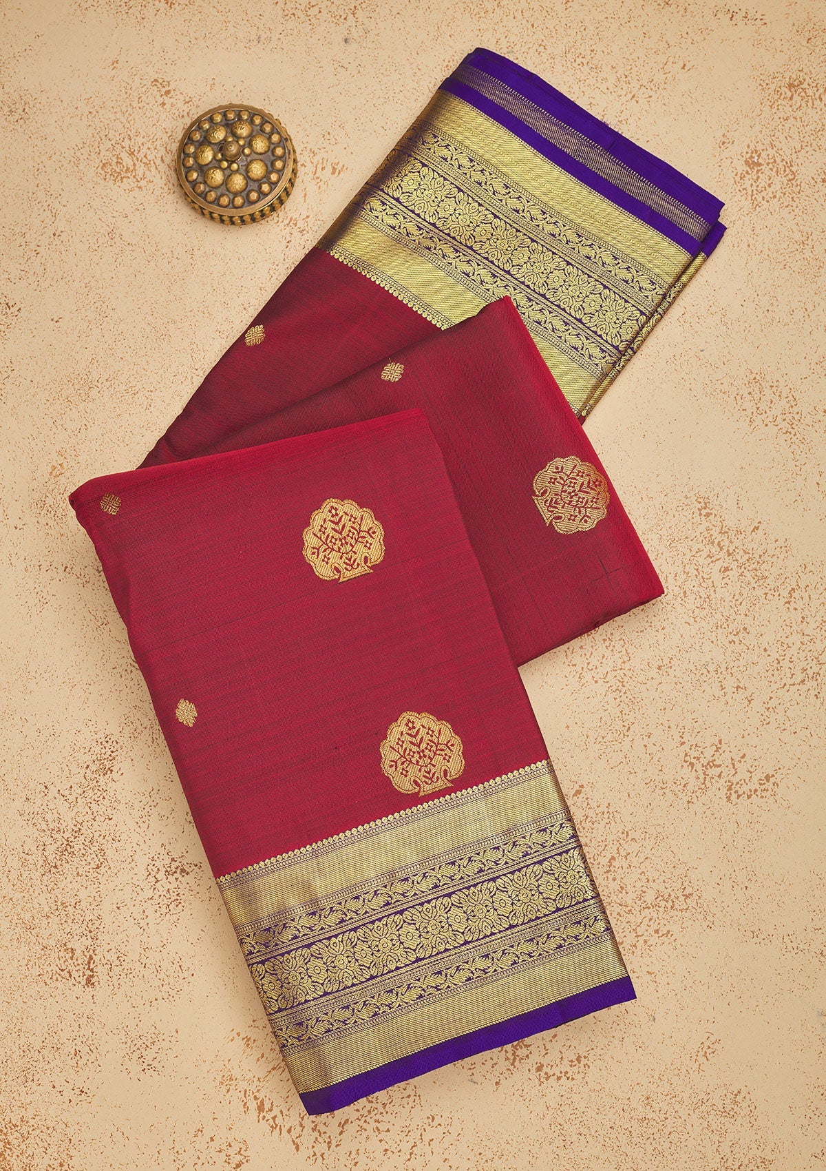 Maroon Zariwork Pure Silk Saree-Koskii