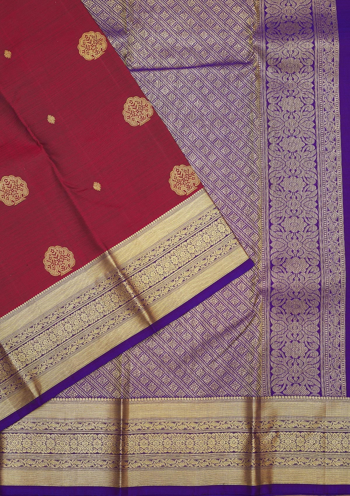 Maroon Zariwork Pure Silk Saree-Koskii