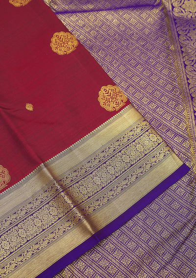 Maroon Zariwork Pure Silk Saree-Koskii