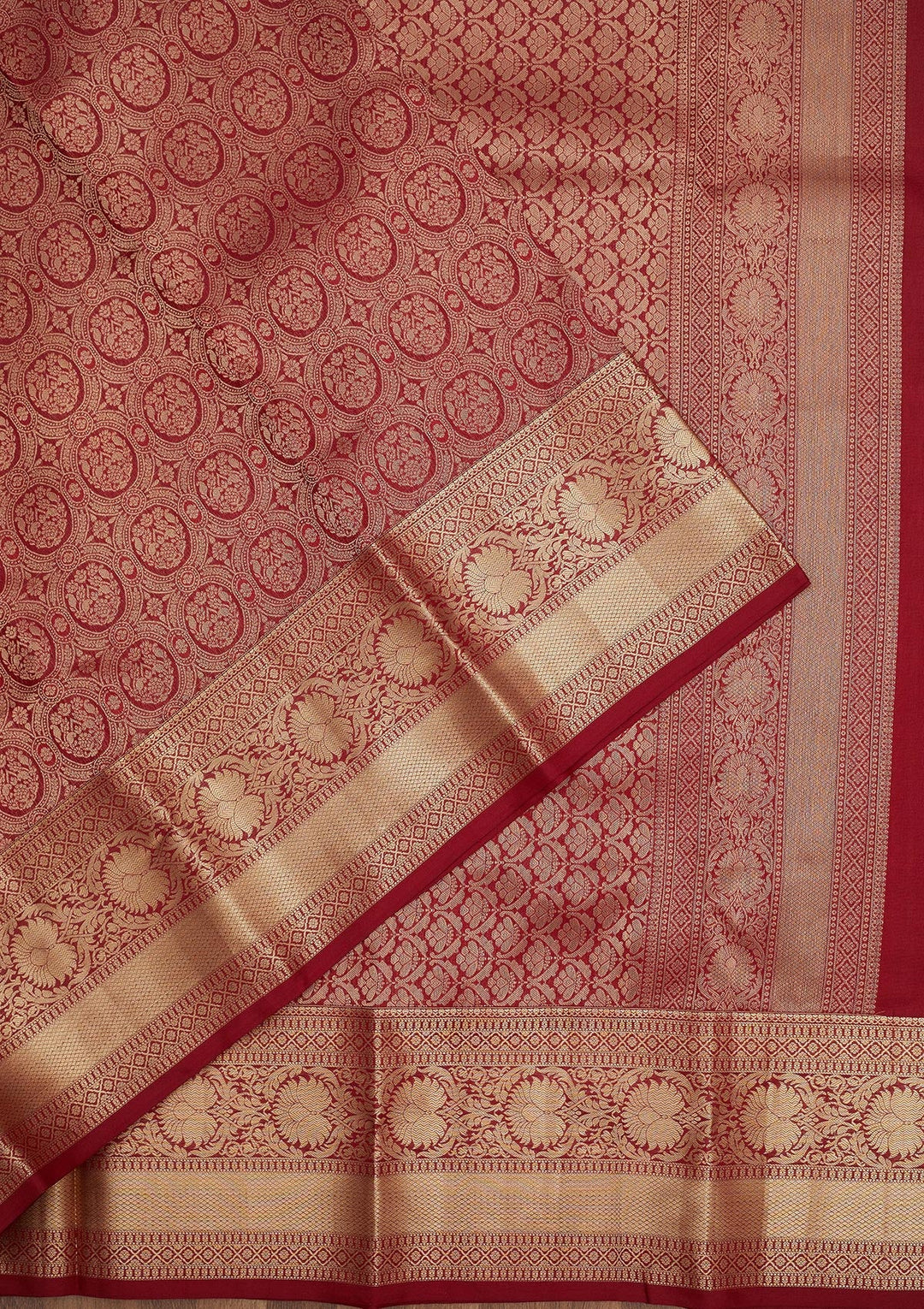 Maroon Zariwork Pure Silk Saree-Koskii