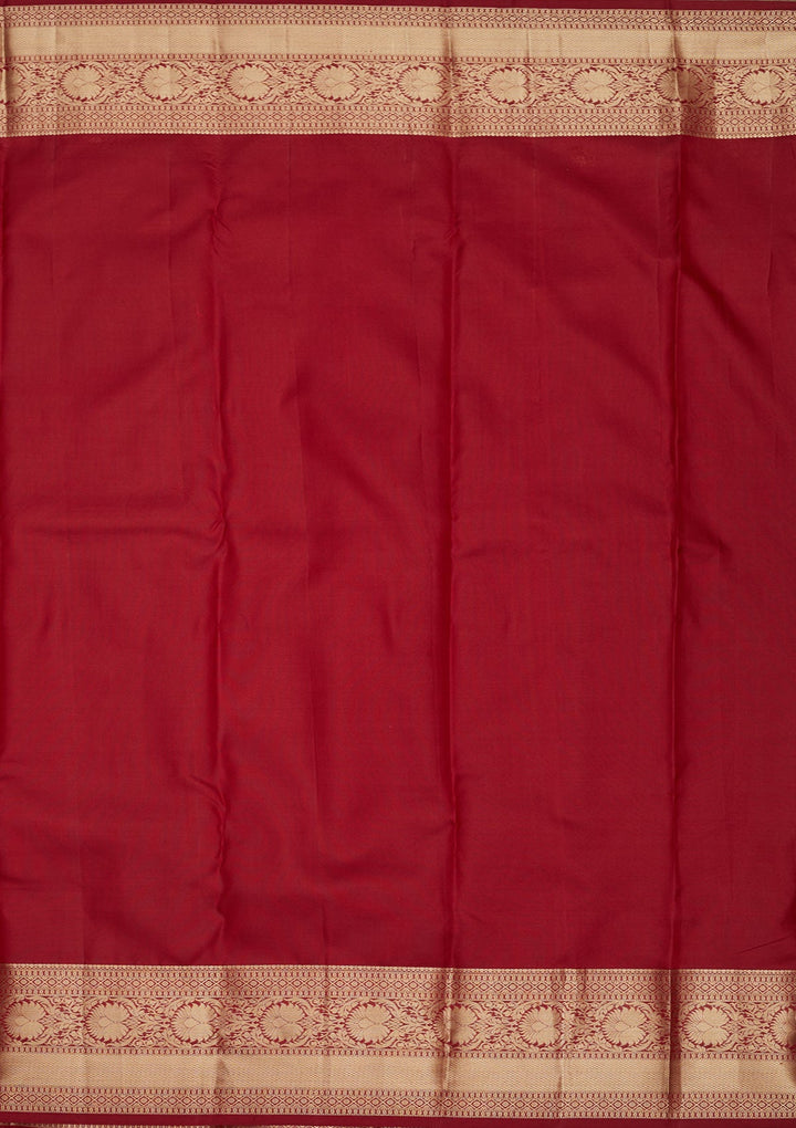 Maroon Zariwork Pure Silk Saree-Koskii