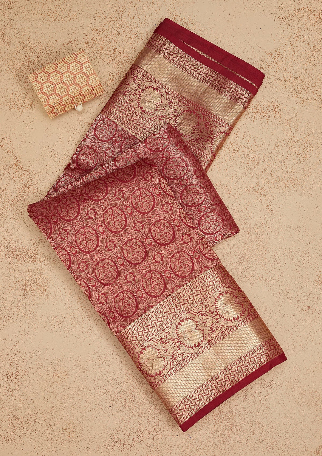 Maroon Zariwork Pure Silk Saree-Koskii