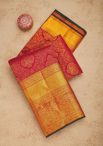 Maroon Zariwork Pure Silk Saree-Koskii