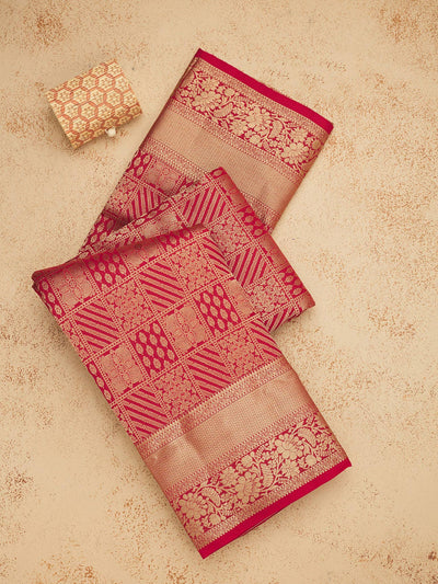 Maroon Zariwork Pure Silk Saree-Koskii