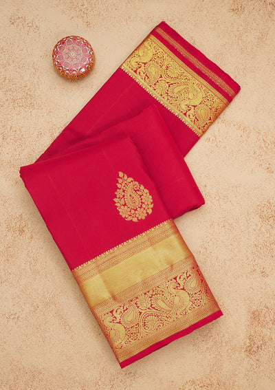 Maroon Zariwork Pure Silk Saree-Koskii