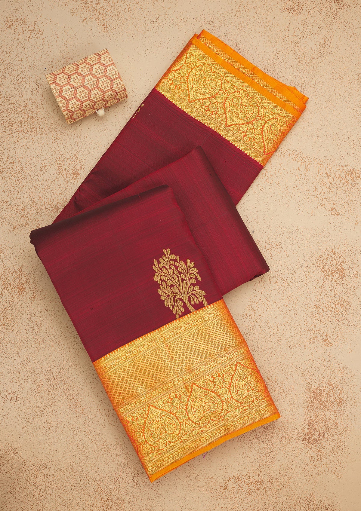 Maroon Zariwork Pure Silk Saree-Koskii