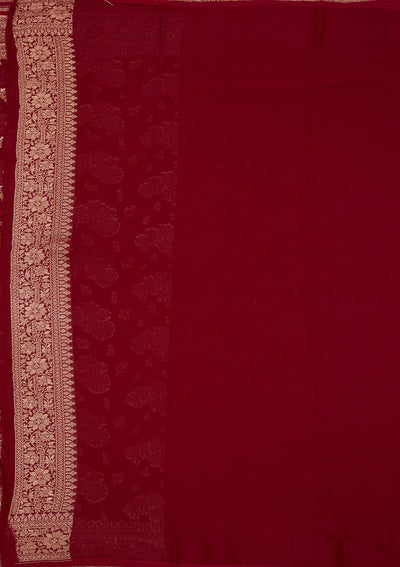 Maroon Zariwork Pure Silk Saree-Koskii