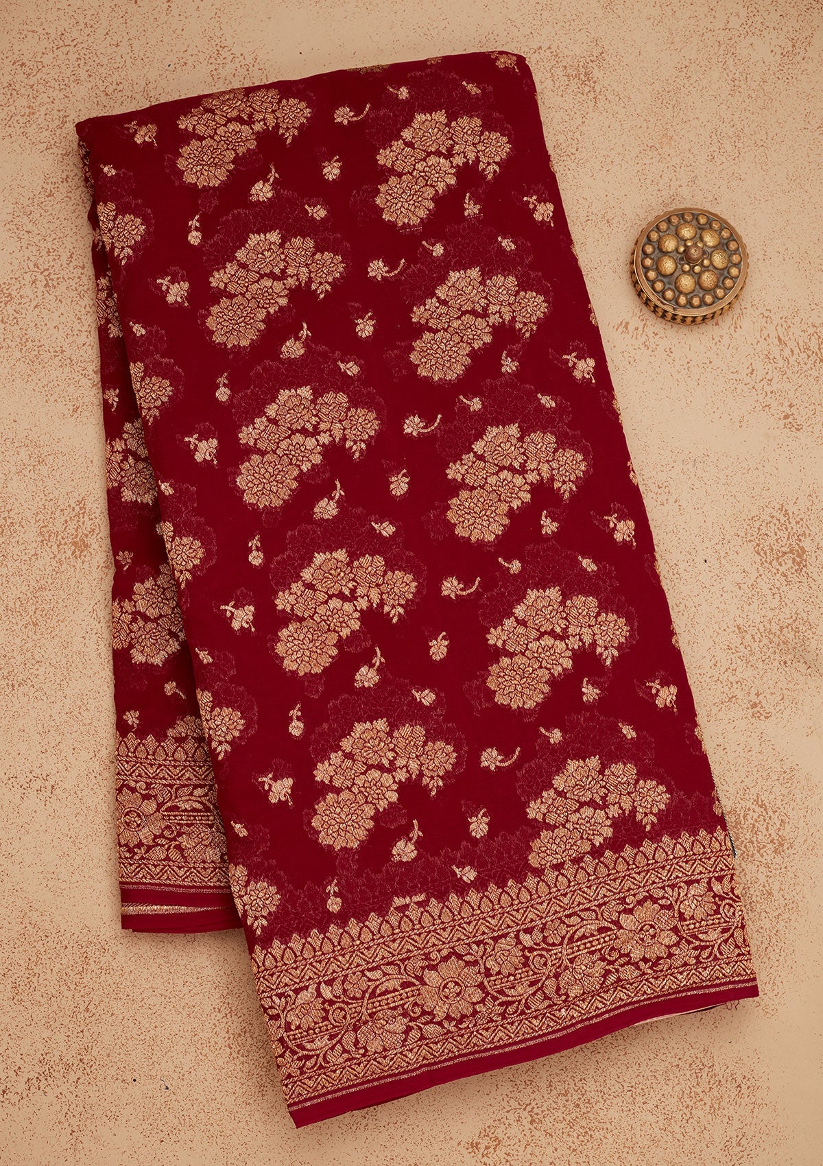 Maroon Zariwork Pure Silk Saree-Koskii