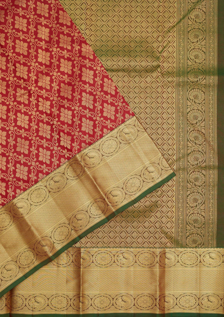 Maroon Zariwork Pure Silk Saree-Koskii