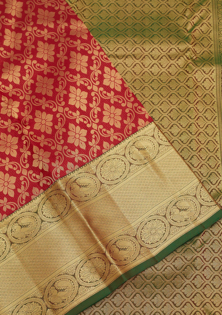 Maroon Zariwork Pure Silk Saree-Koskii