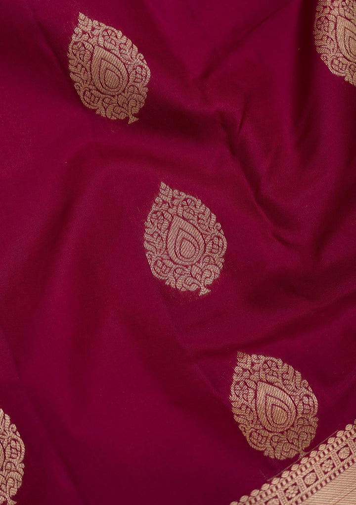Maroon Zariwork Pure Silk Saree-Koskii