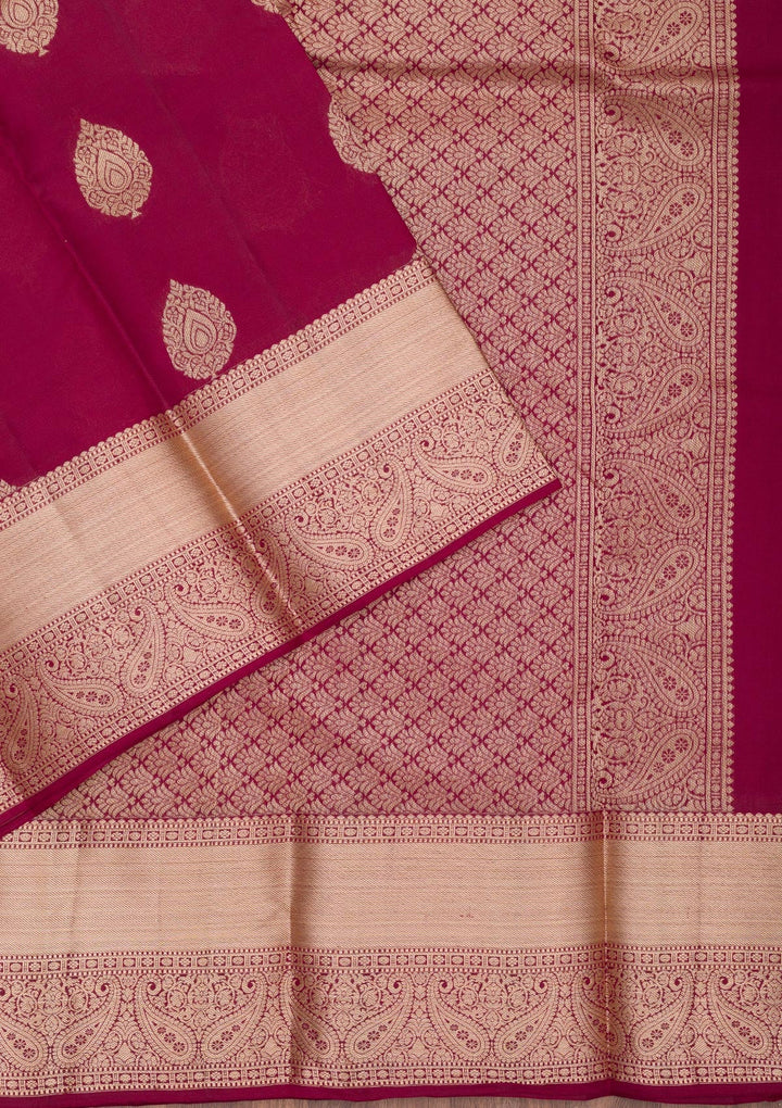 Maroon Zariwork Pure Silk Saree-Koskii
