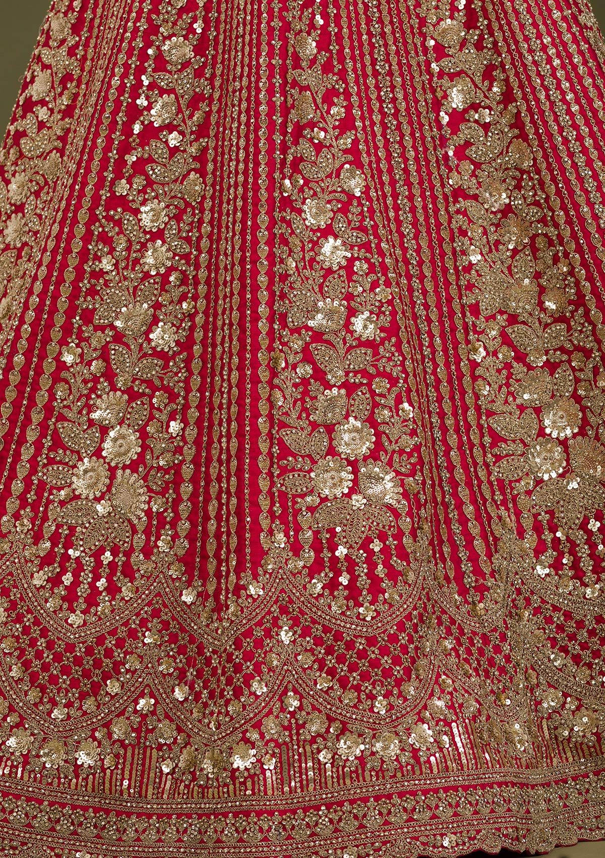 Maroon Zariwork Raw Silk Readymade Lehenga-Koskii