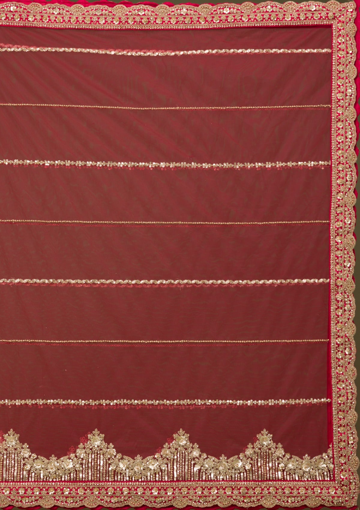 Maroon Zariwork Raw Silk Readymade Lehenga-Koskii