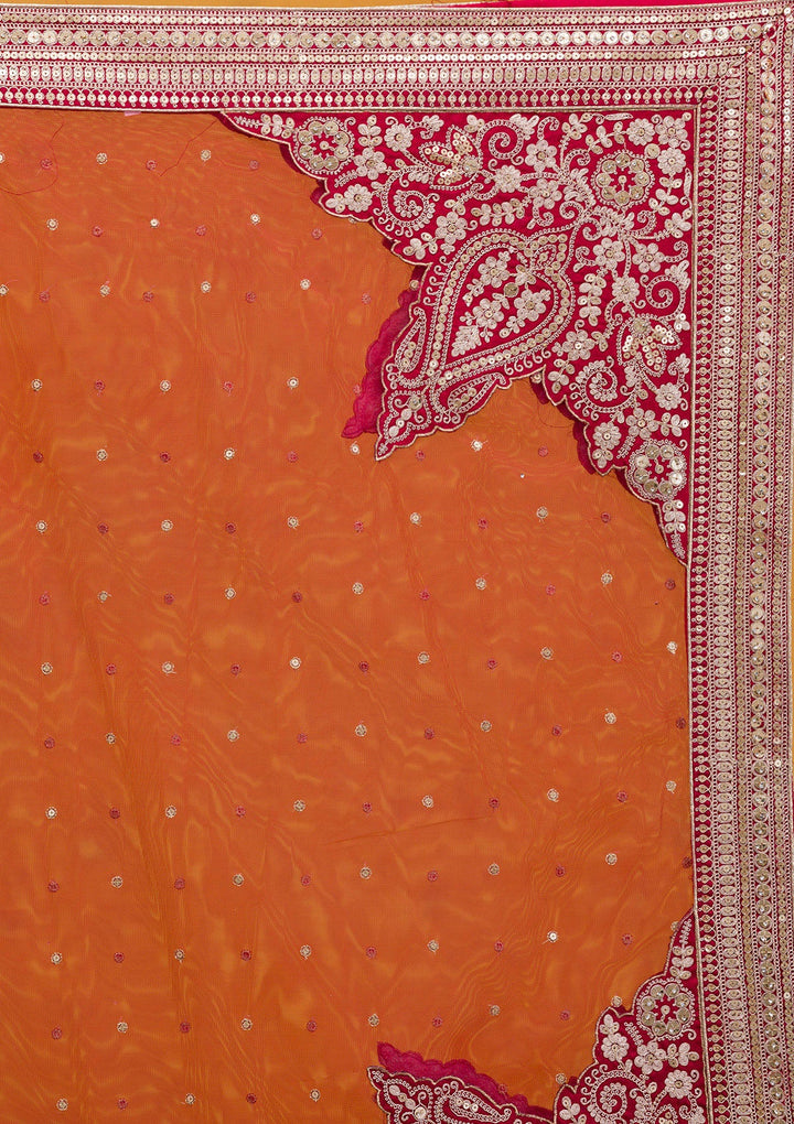 Maroon Zariwork Raw Silk Readymade Lehenga-Koskii