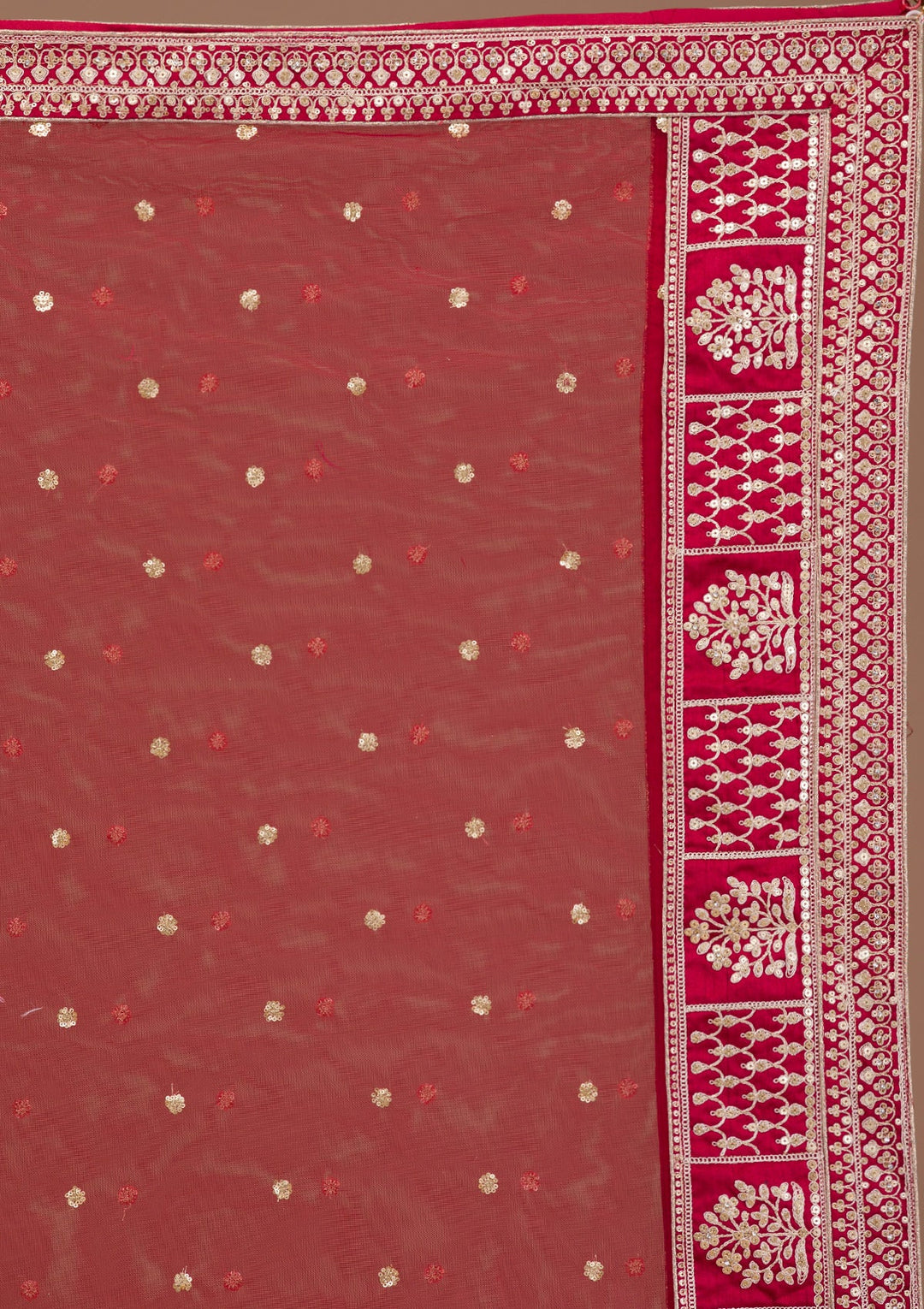 Maroon Zariwork Raw Silk Readymade Lehenga-Koskii