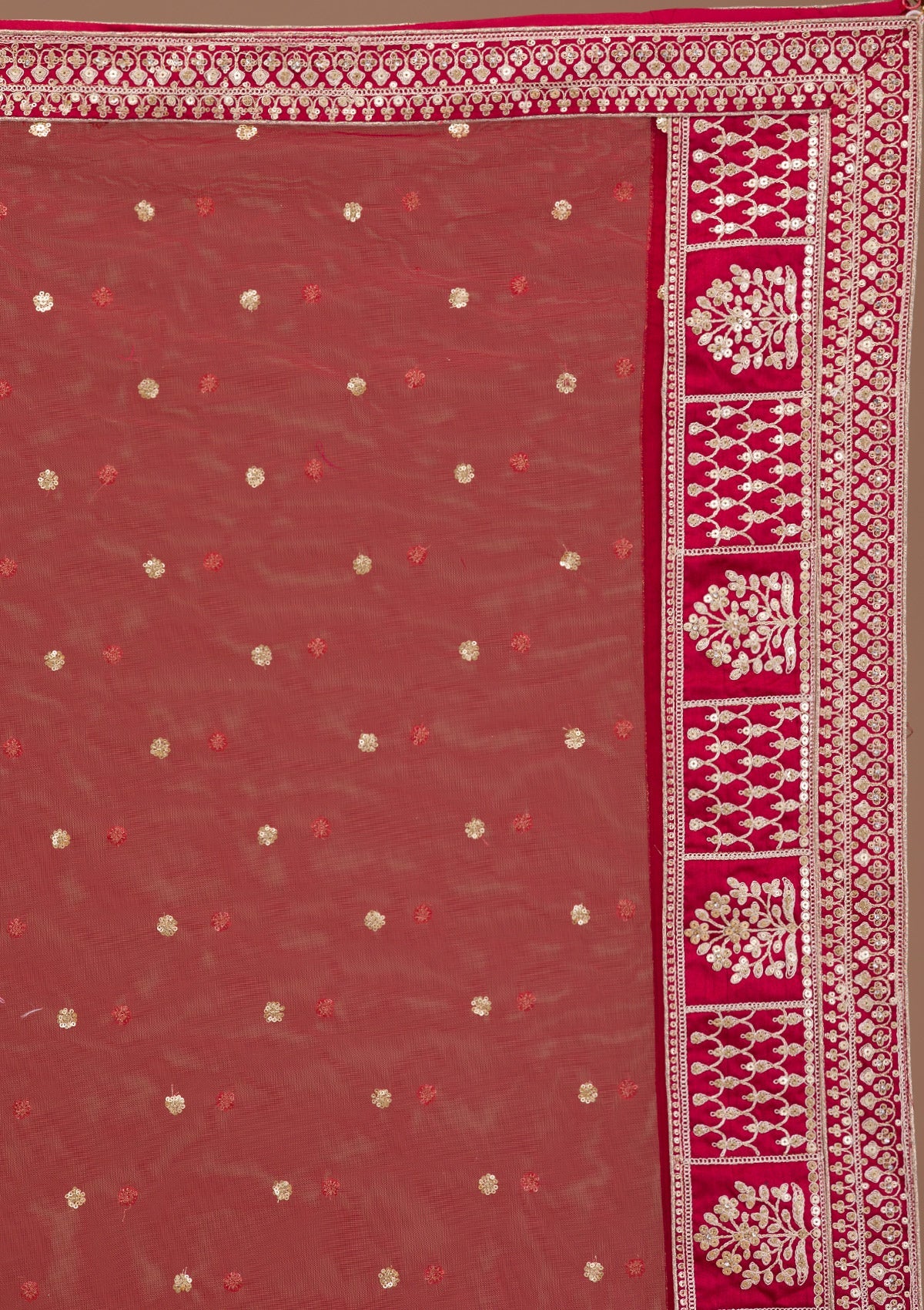 Maroon Zariwork Raw Silk Readymade Lehenga-Koskii