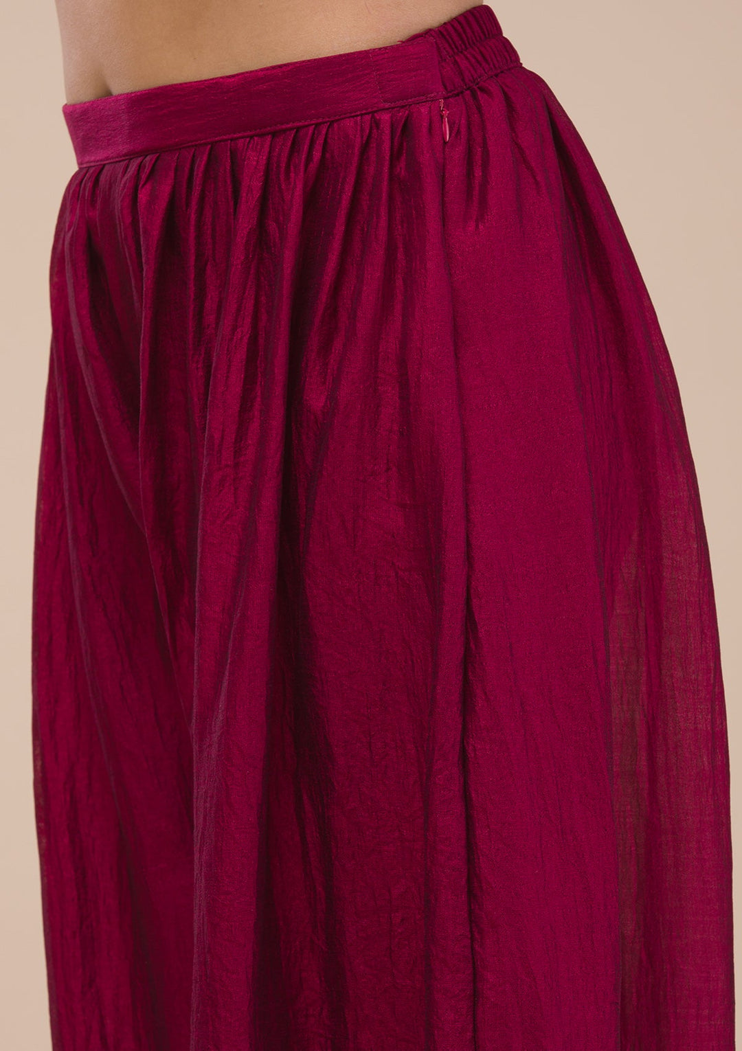 Maroon Zariwork Raw Silk Readymade Salwar Suit-Koskii